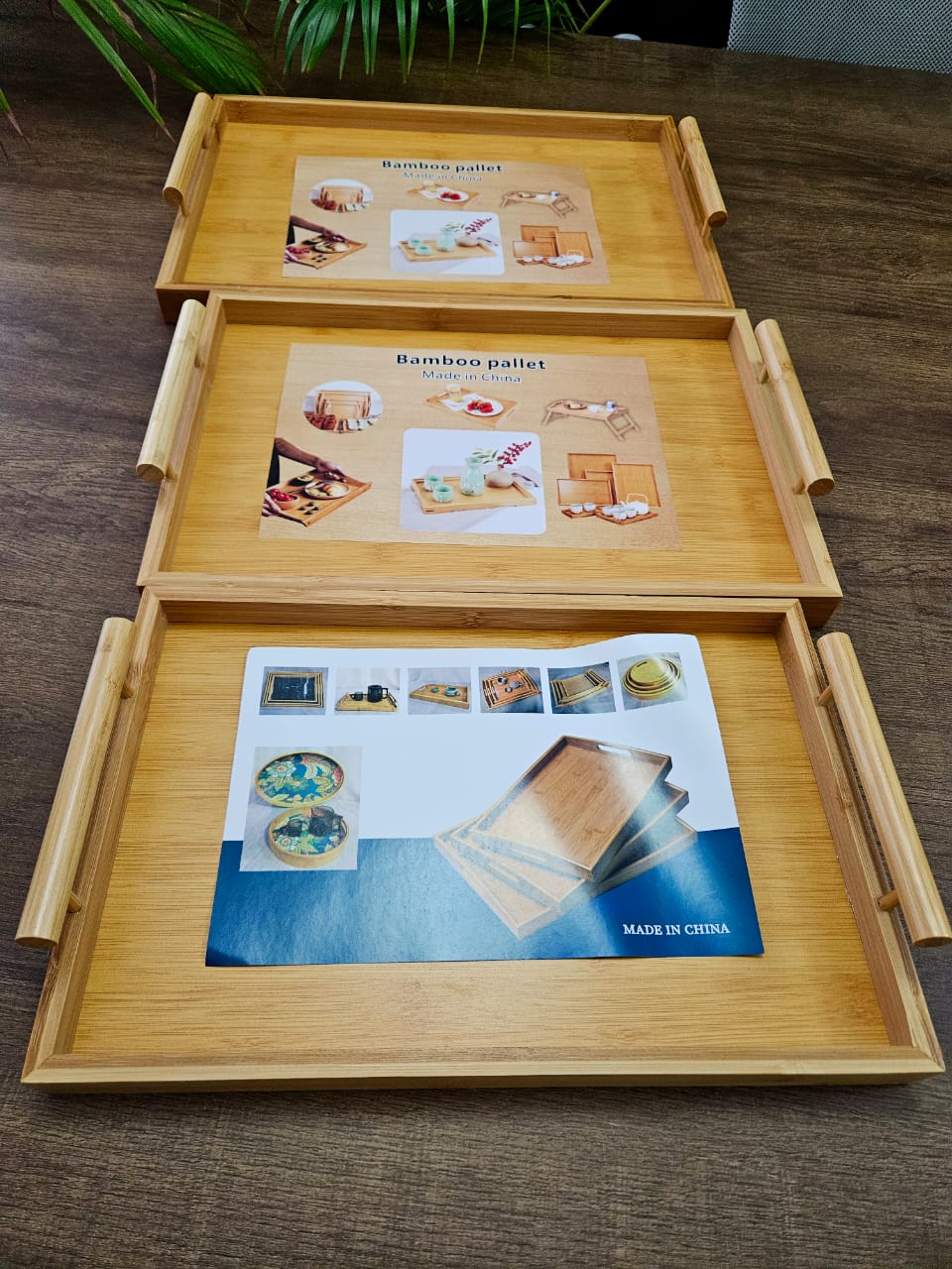 3pcs Rectangular Bamboo Serving Tray Set with Handles Kenya - Image 5