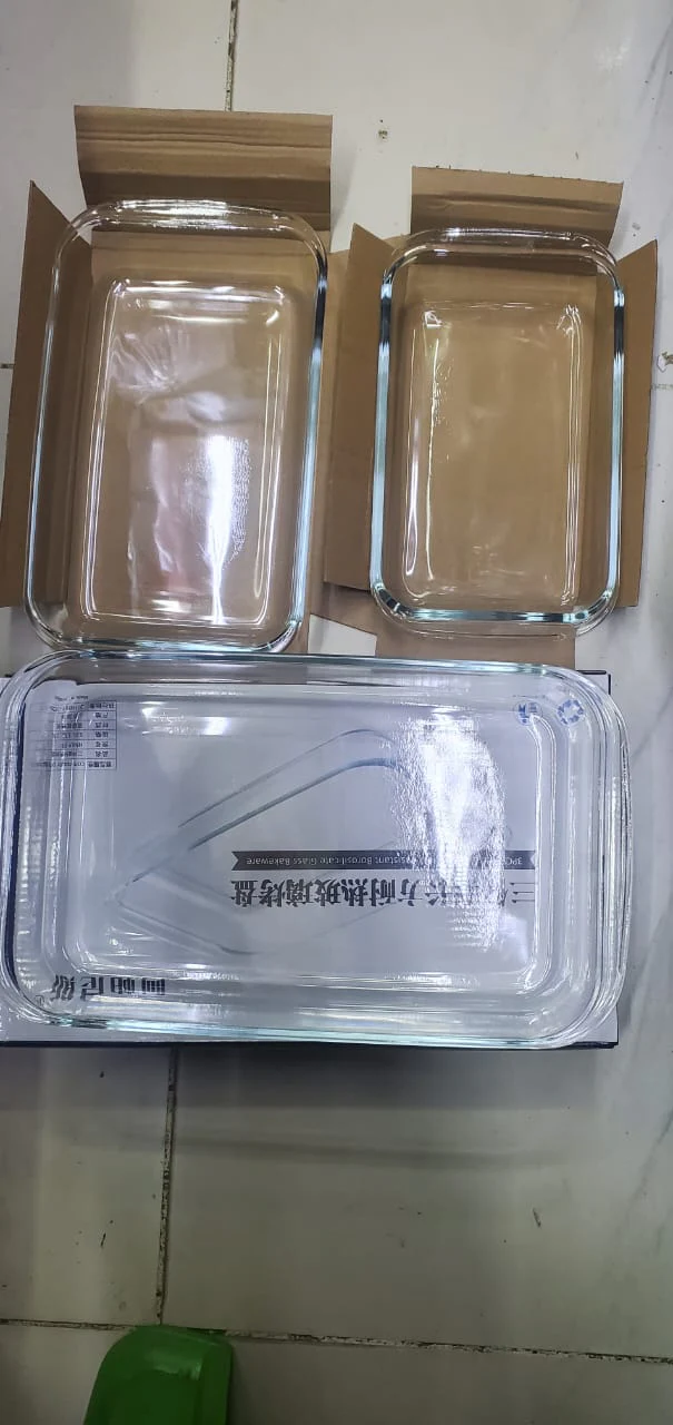 3 Pcs Rectangular Heat Resistant Borosilicate Glass Bakeware Set for Oven Baking and Storage - Image 3