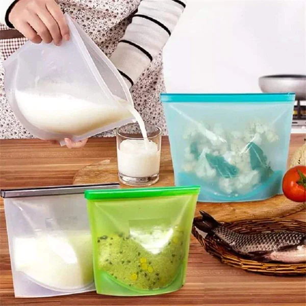 3pcs Reusable Silicone Fridge Bags - Image 2