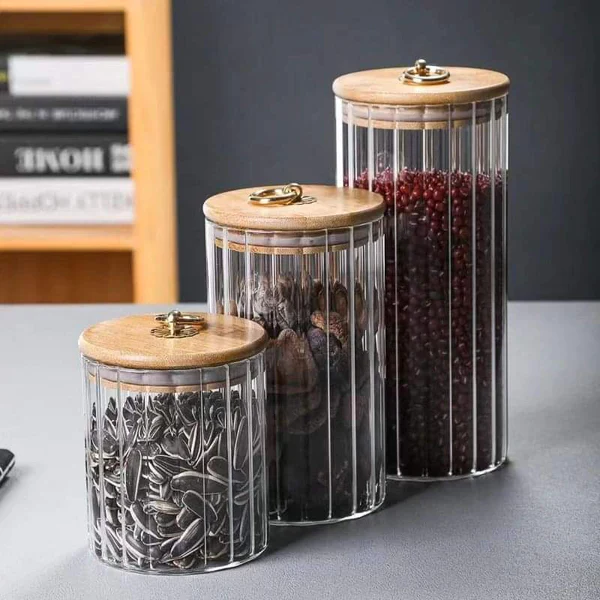 3pcs set Airtight Kitchen Glass Storage Jars - Image 3