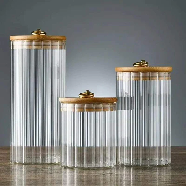 3pcs set Airtight Kitchen Glass Storage Jars - Image 4