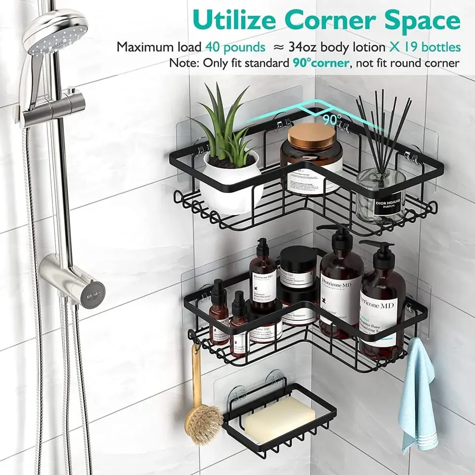3pcs set  Heavy-duty Shower caddy shelf/Bathroom organizer - Image 2