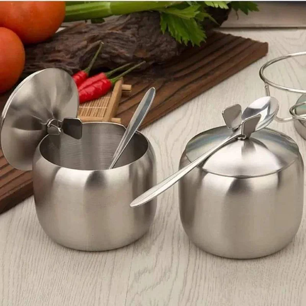 3pcs Stainless steel sugar dish/seasoning pots - Image 3