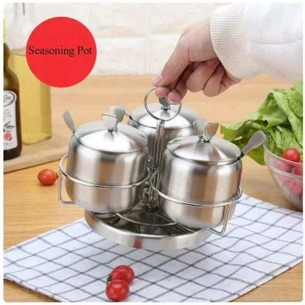 3pcs Stainless steel sugar dish/seasoning pots - Image 4