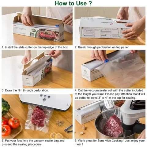 3pcs Vacuum Food sealer rolls BPA free commercial grade bag rolls - Image 4