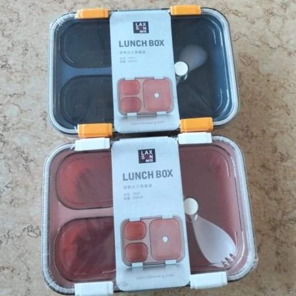 3Slotted Lunch box in pink and blue - Image 2