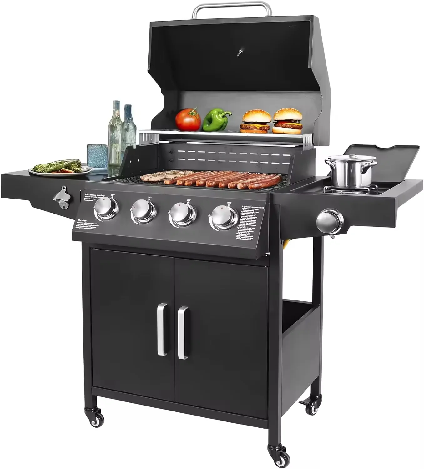 4-Burner Gas Grill with Side Burner – High-Output Propane BBQ for Home, Garden & Outdoor Cooking Curated by Homelux Lifestyle - Image 2