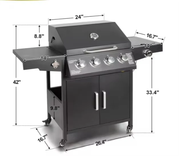 4-Burner Gas Grill with Side Burner – High-Output Propane BBQ for Home, Garden & Outdoor Cooking Curated by Homelux Lifestyle - Image 4
