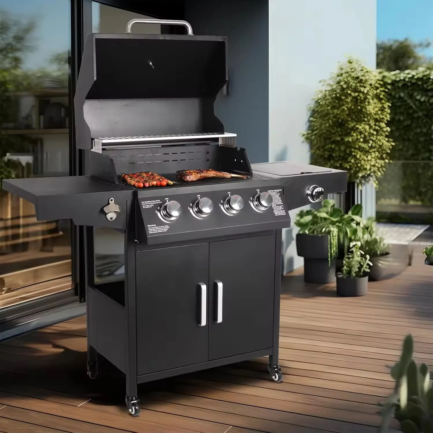 4-Burner Gas Grill with Side Burner – High-Output Propane BBQ for Home, Garden & Outdoor Cooking Curated by Homelux Lifestyle - Image 5