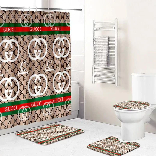 4 in 1 Bathroom sets with shower curtain and rugs - Image 5