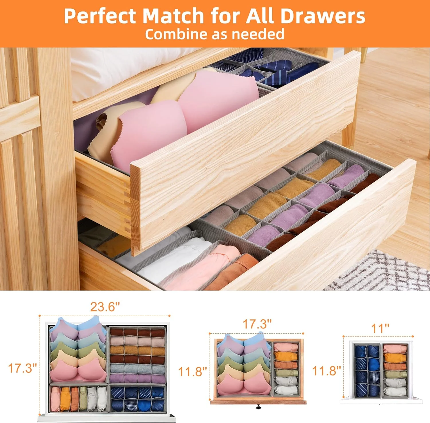 4 Pack Underwear Organizers, Foldable Closet Organizers and Storage for Bras, Socks, Underwear, Ties - Image 4