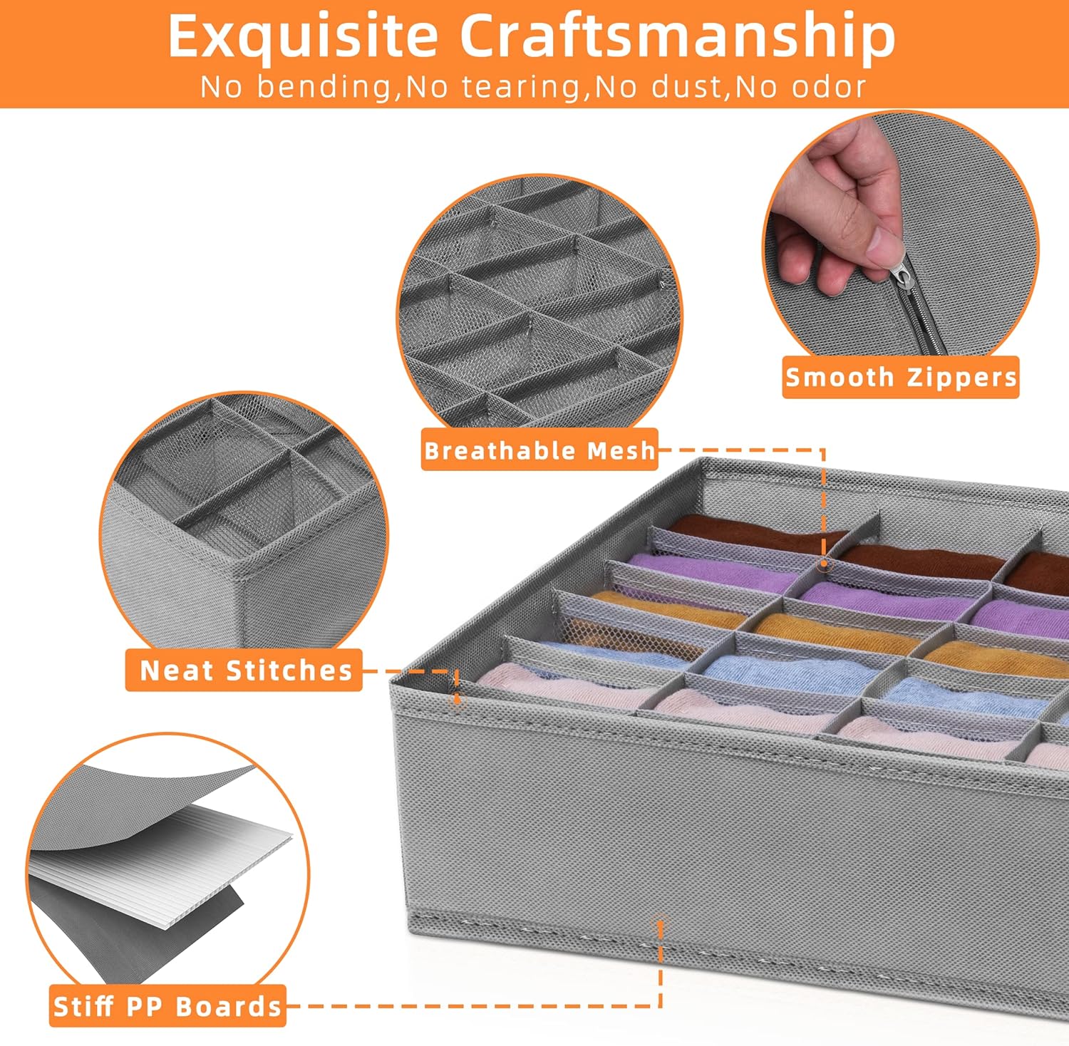 4 Pack Underwear Organizers, Foldable Closet Organizers and Storage for Bras, Socks, Underwear, Ties - Image 5