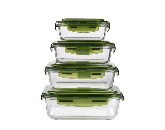 4 Pcs Borosilicate Glass Food Storage Containers with Lock Lids  Oven Microwave Freezer Safe Lunch Box Set - Image 2