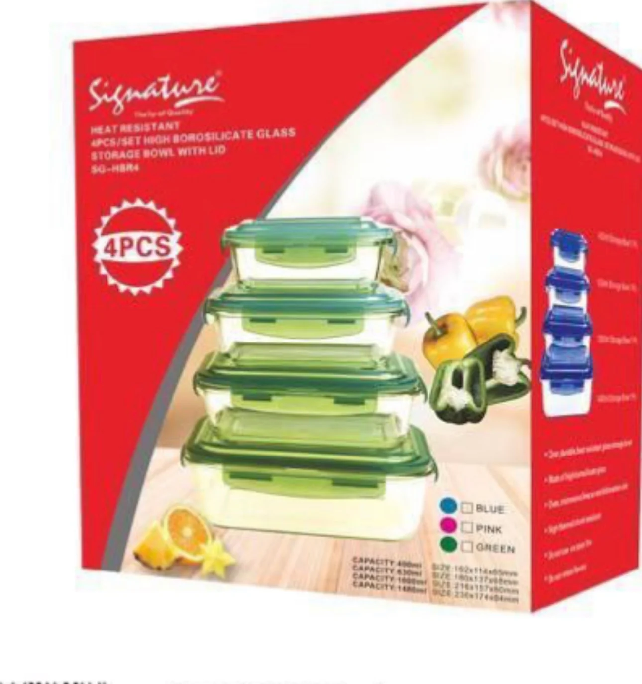 4 Pcs Borosilicate Glass Food Storage Containers with Lock Lids  Oven Microwave Freezer Safe Lunch Box Set - Image 4