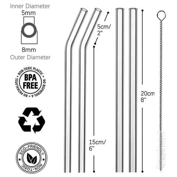 4 Pcs Reusable Glass Straws 8mm - Image 6