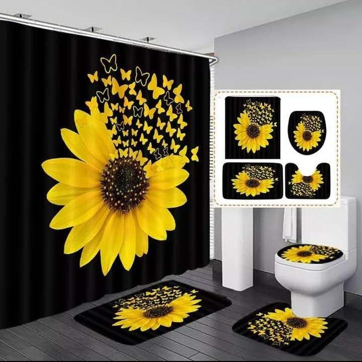 4 Pcs Set Bathroom Shower Curtain Set - Image 5
