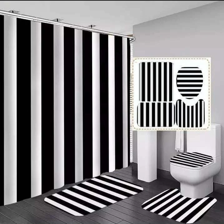 4 Pcs Set Bathroom Shower Curtain Set - Image 6