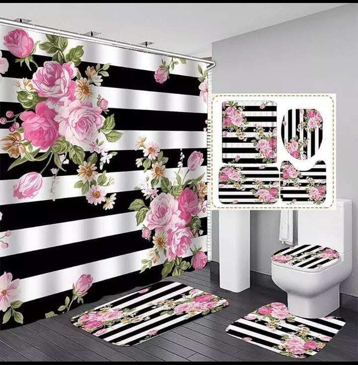 4 Pcs Set Bathroom Shower Curtain Set - Image 8
