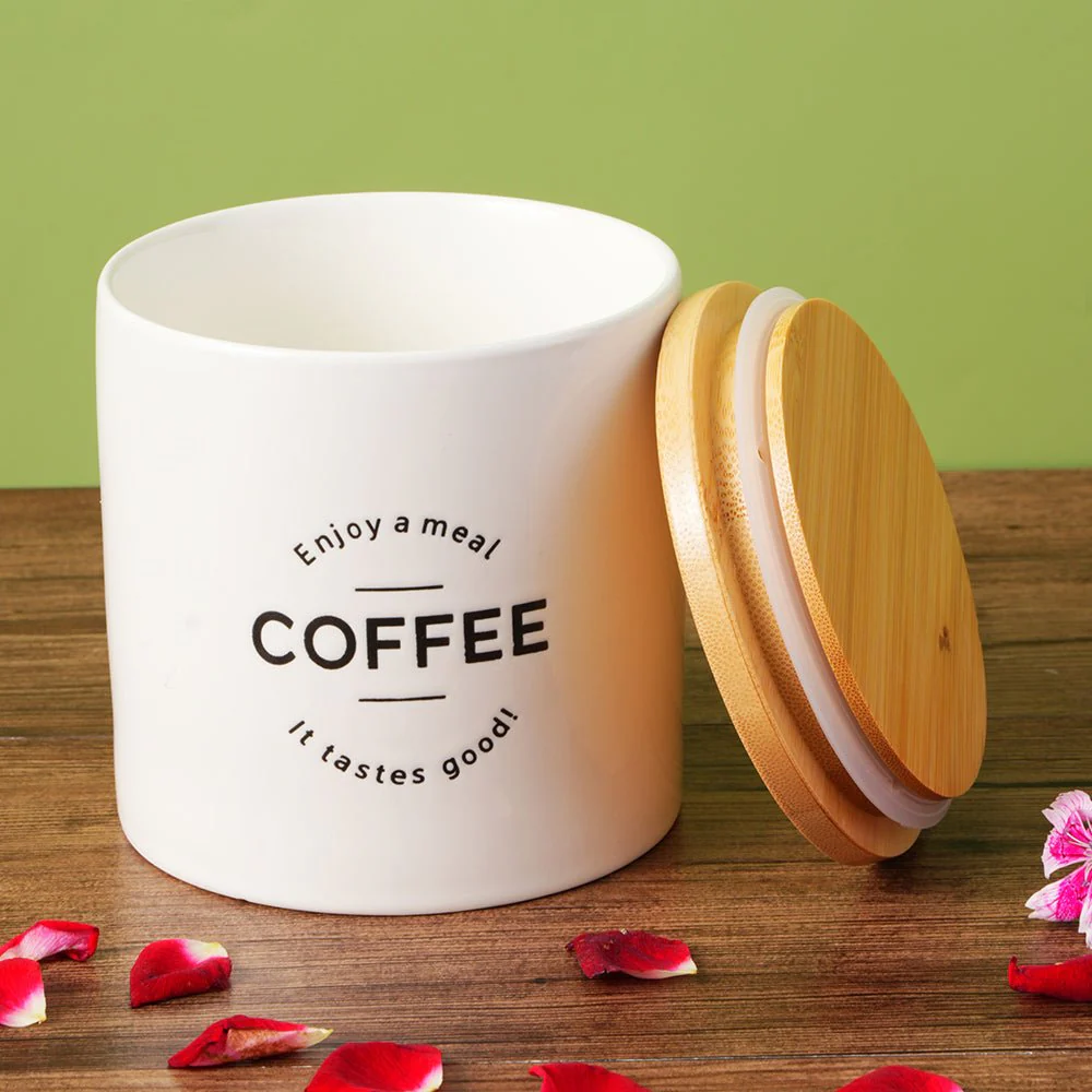 4-Piece Ceramic Canister Set – Tea, Coffee, Sugar & Salt 500ml Off White - Image 3