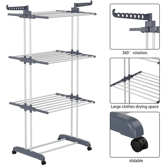 4-Tier Foldable Clothes Drying Rack Stand Airer - Image 4