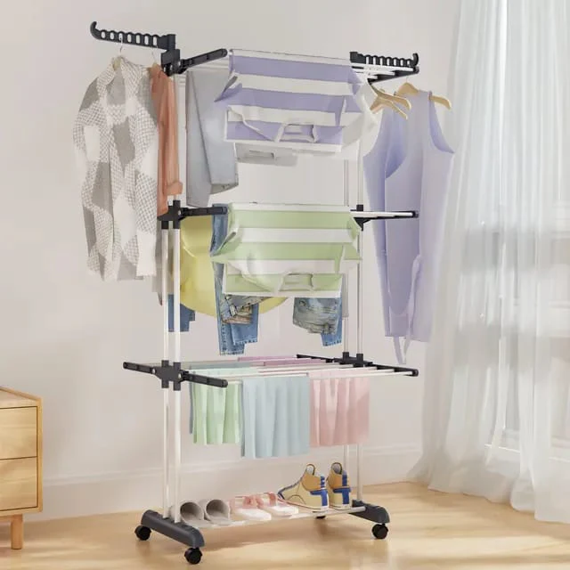 4-Tier Foldable Clothes Drying Rack Stand Airer - Image 6