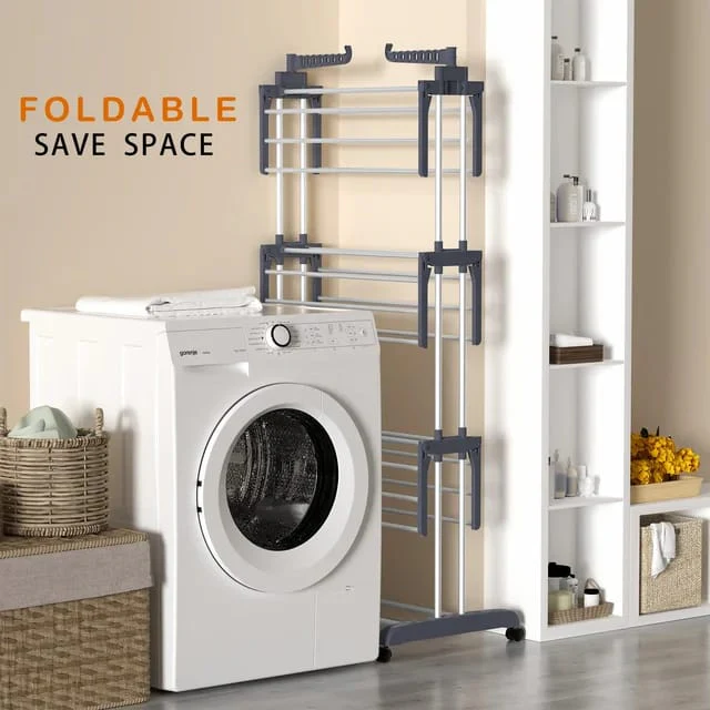 4-Tier Foldable Clothes Drying Rack Stand Airer - Image 8