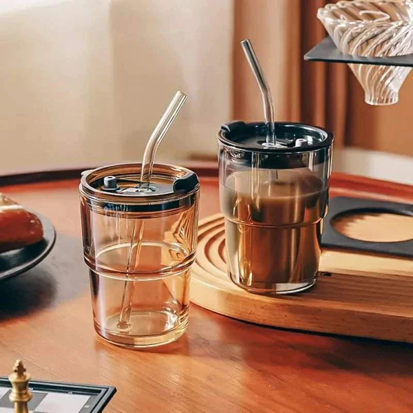 Glass Summer Cup with Leather Cover 450ml - Image 2