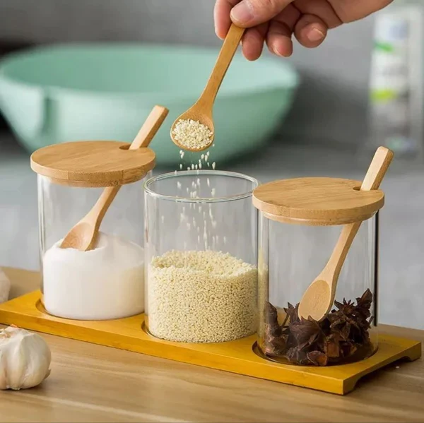 4in 1 Set -3Canister+1Oil/Vinegar Jar - Image 2