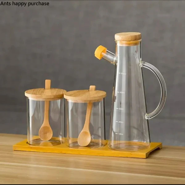 4in 1 Set -3Canister+1Oil/Vinegar Jar - Image 4