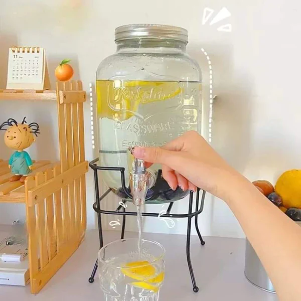 4L Glass Juice Dispenser with Tap and Stand - Image 4