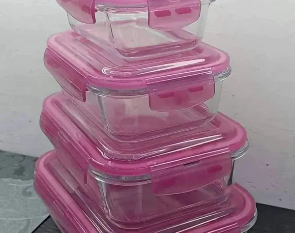 4pc Borosilicate Glass Food Containers - Image 3