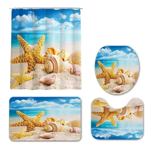 4-Piece Bathroom Shower Curtain Set - Image 3