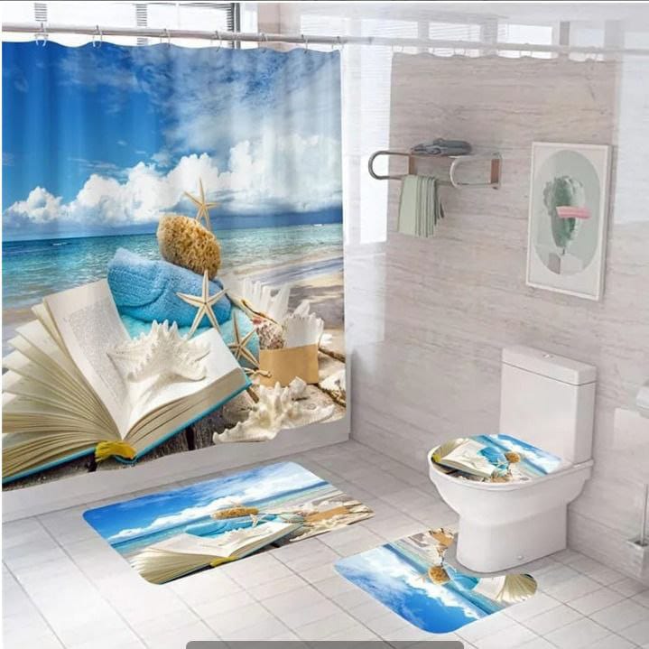 4-Piece Bathroom Shower Curtain Set - Image 5