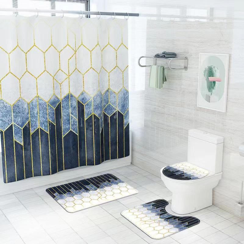 4-Piece Bathroom Shower Curtain Set - Image 7