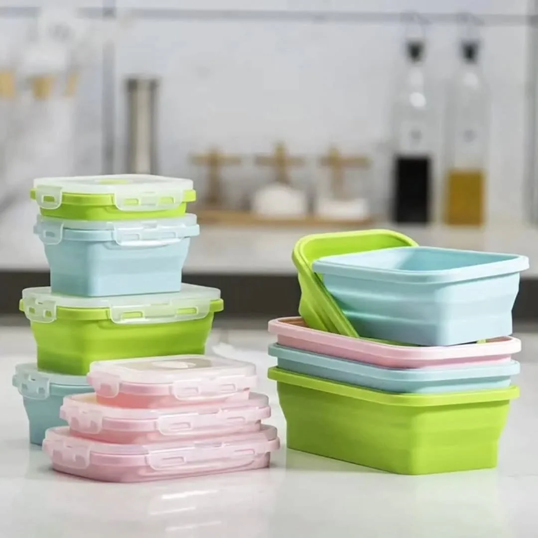4PCS Collapsible Silicone Food Containers Set Kenya - Image 2
