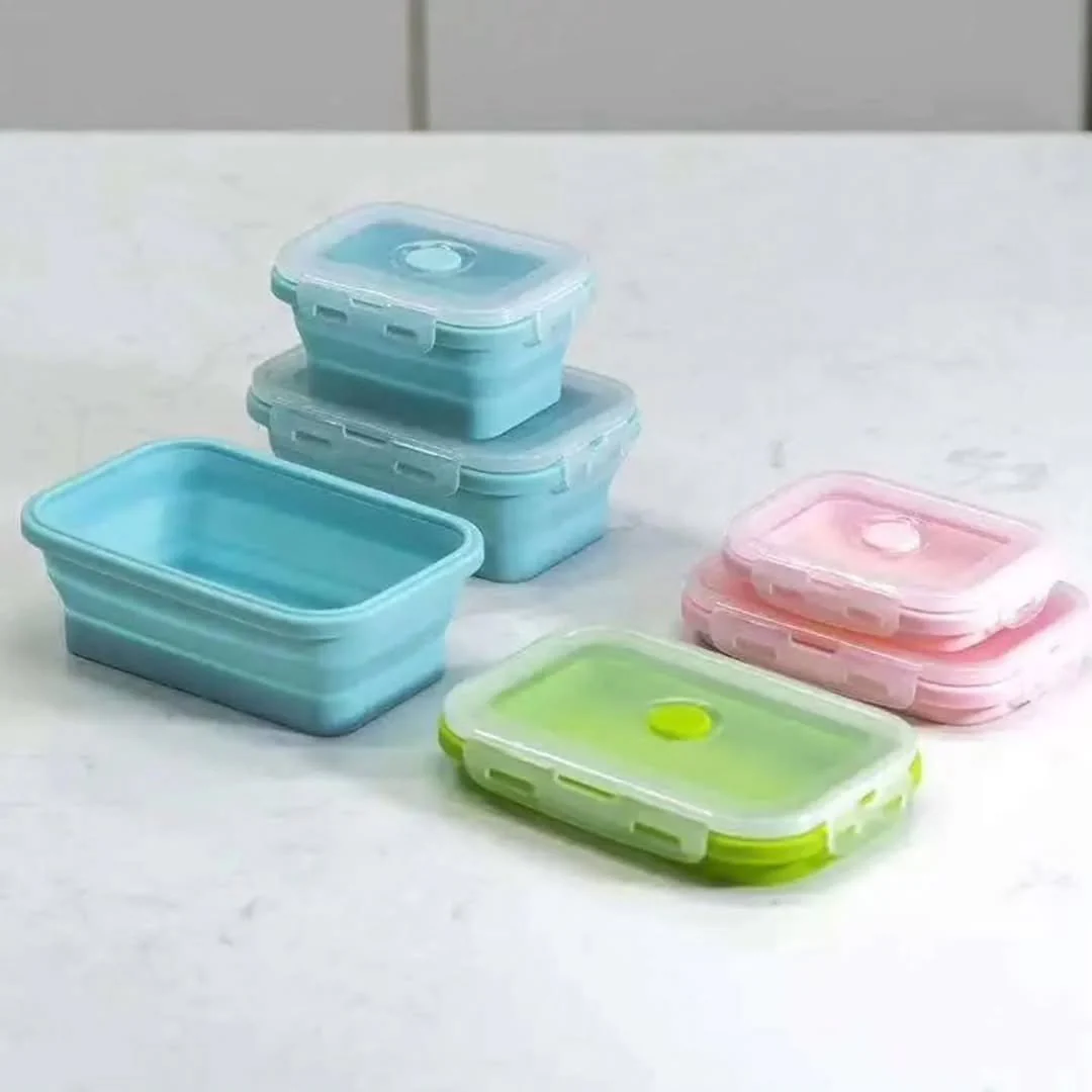 4PCS Collapsible Silicone Food Containers Set Kenya - Image 3