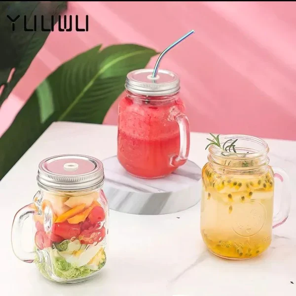 4pcs Glass Smoothie Mason Jars - Image 3