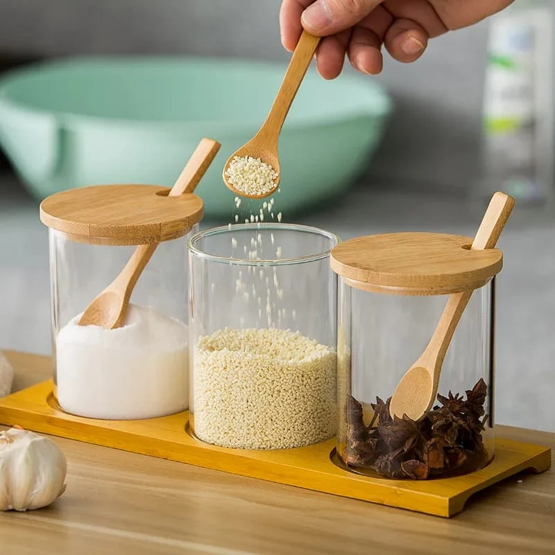 4pcs Oil Jar Set With Bamboo Stand - Image 4