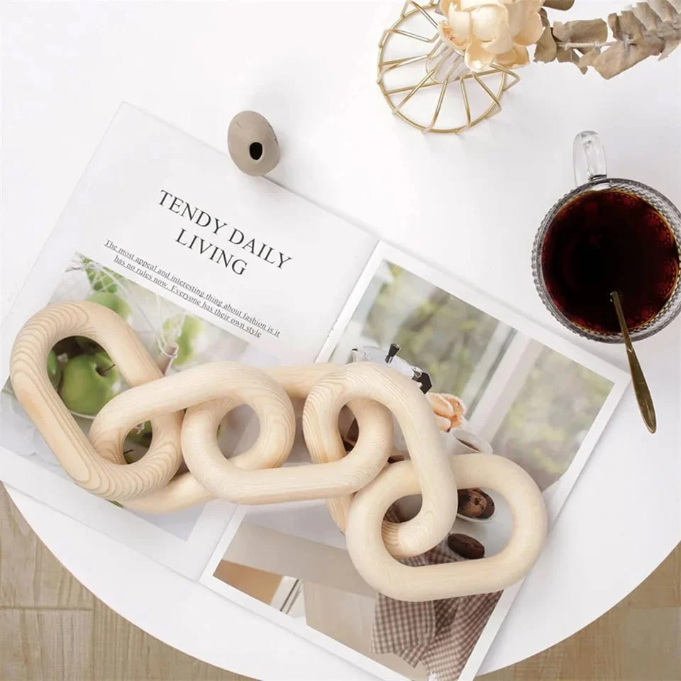 5-Link Wood Knot Rustic Decorative Accents Black Wood Chain - Image 2