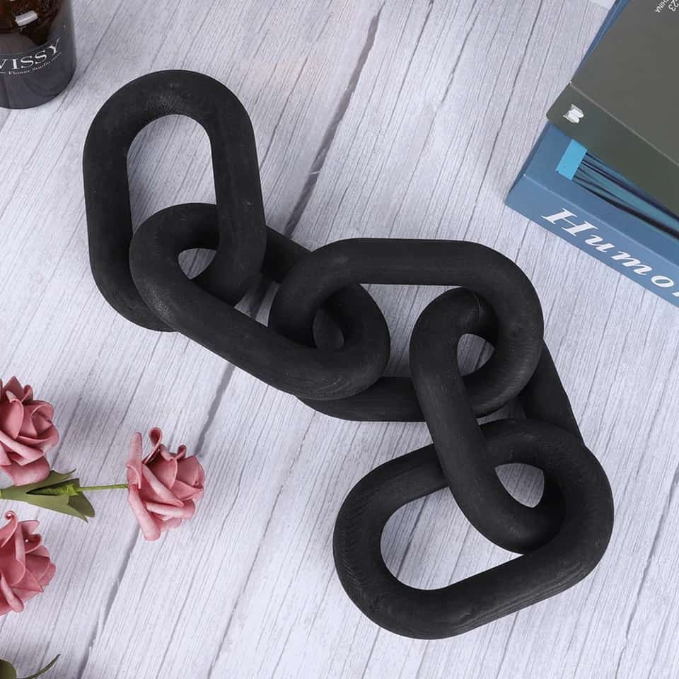 5-Link Wood Knot Rustic Decorative Accents Black Wood Chain - Image 4
