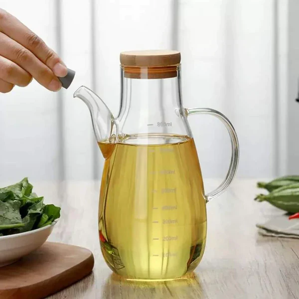 500ml glass oil/vinegar bottle with an airtight bamboo lid - Image 2