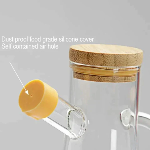 500ml glass oil/vinegar bottle with an airtight bamboo lid - Image 3