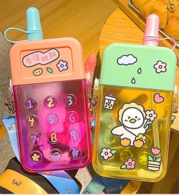 500ml Mobile Phone Shaped Water Bottle Adjustable Shoulder Straps for Kids and teenagers - Image 3