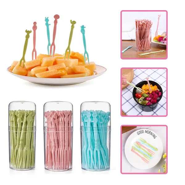 50pc Plastic Reusable Forks Stick - Image 4