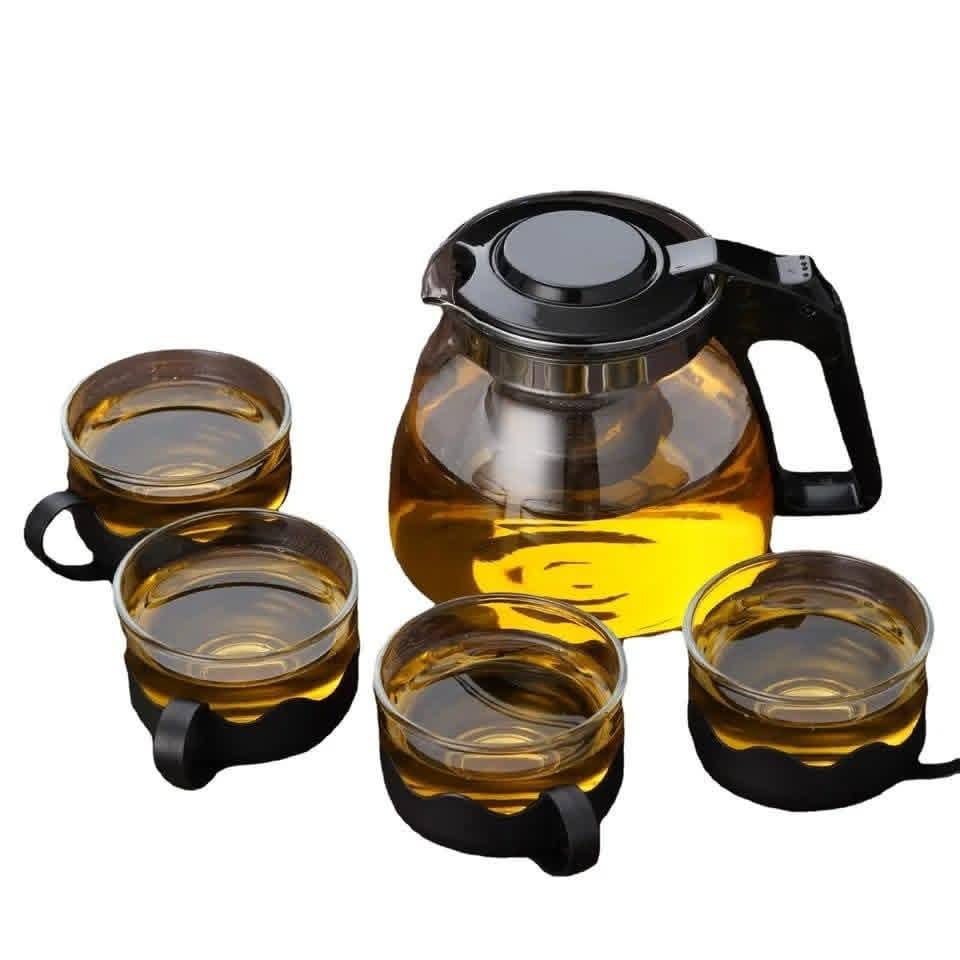 5pc Transparent Heat Resistance Glass Infuser Tea set - Image 2