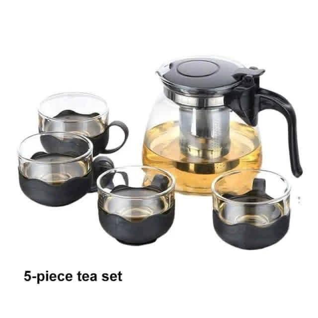 5pc Transparent Heat Resistance Glass Infuser Tea set - Image 3