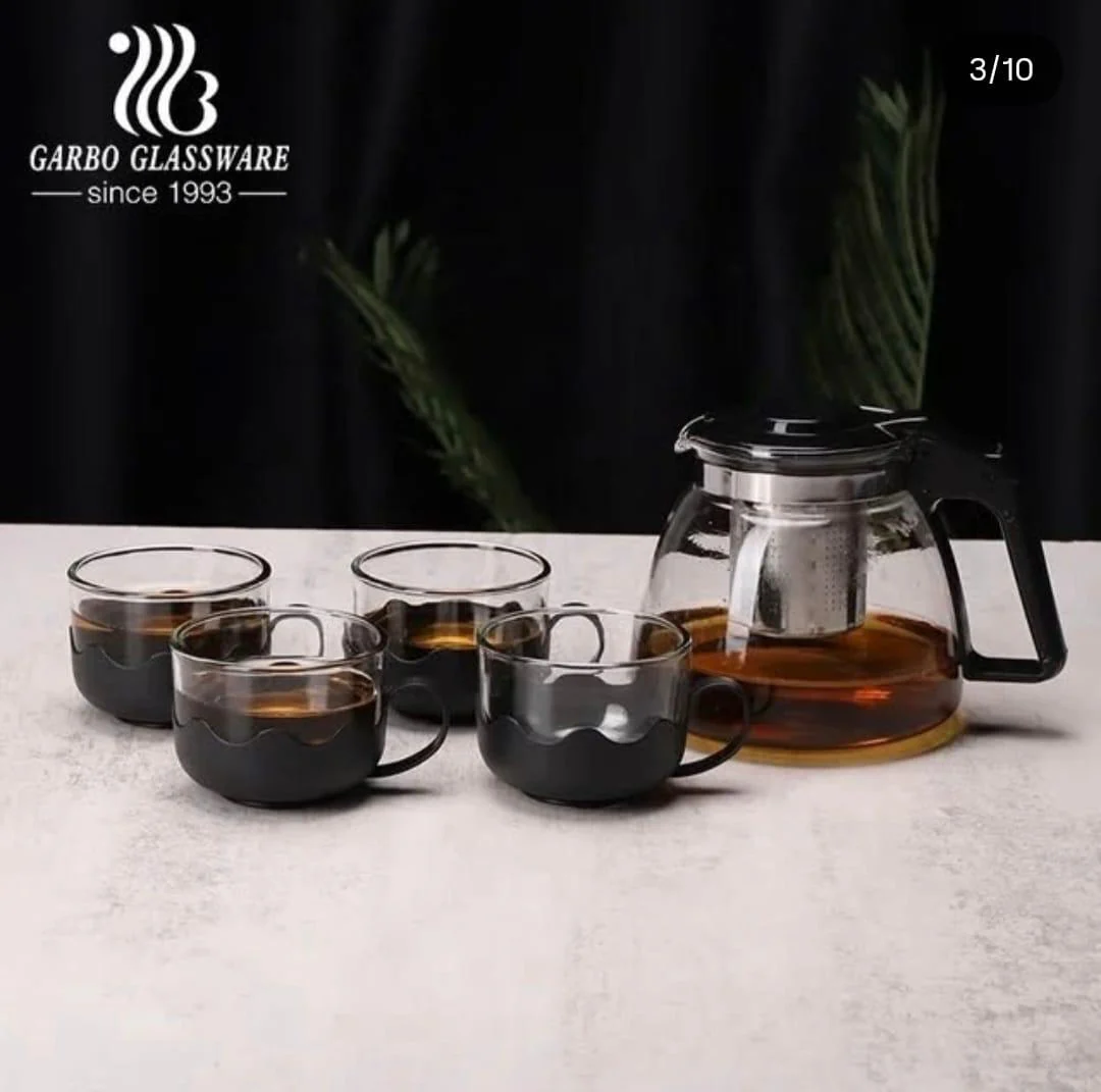 5pc Transparent Heat Resistance Glass Infuser Tea set - Image 4