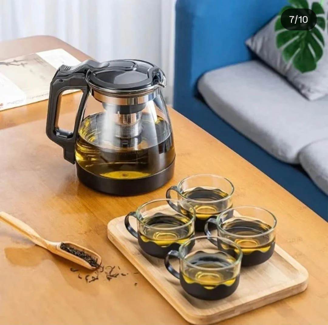 5pc Transparent Heat Resistance Glass Infuser Tea set - Image 5