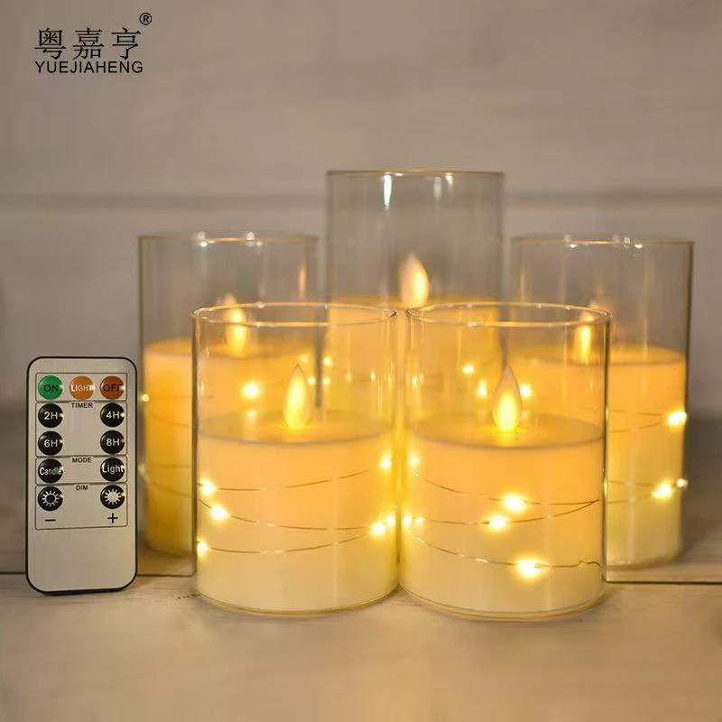 5pcs Acrylic flameless LED candles with string light - Image 2