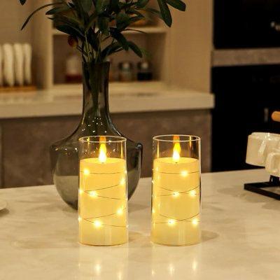 5pcs Acrylic flameless LED candles with string light - Image 4